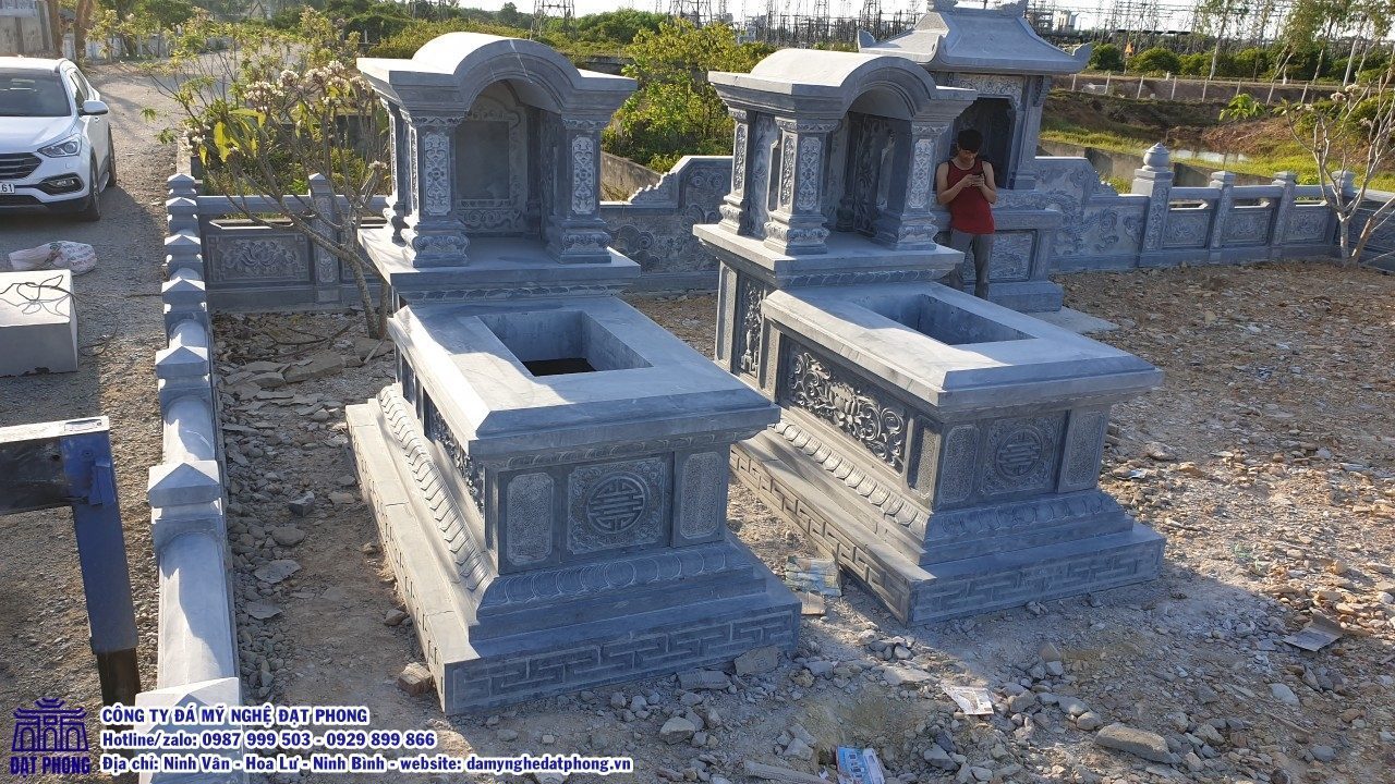Mẫu mộ đá mái vòm được lắp đặt trong khu lăng mộ theo thiết kế chuẩn phong thủy